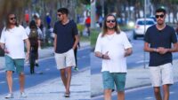 Filho do cantor Latino, Guilherme Namentti, foi flagrado com o Terapeuta Sandro Barros caminhando pela orla do Rio de Janeiro