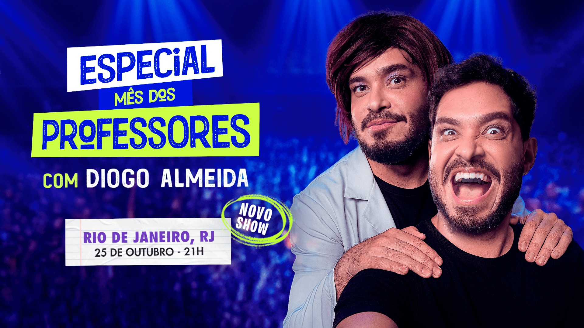 Diogo Almeida se apresenta no Rio de Janeiro com o espetáculo “Especial Mês dos Professores”.